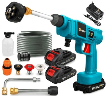 MYJKA CIŚNIENIOWA AKUMULATOROWA Mocna 3500W 21V 200 bar DYSZA 6w1 2 AKU