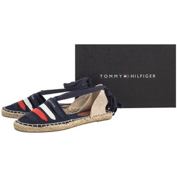 Buty Espadryle Damskie Tommy Hilfiger Flat T3A7-33280 Blue Granatowe