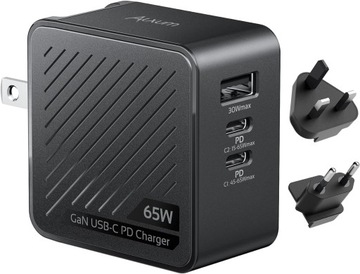 Alxum Ładowarka 65 W USB C 3 porty GaN OUTLET