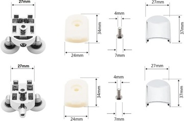 Набор из 8 роликов для душевой кабины, круг 25 мм.