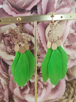 Зажимы для подвешивания перья в стиле бохо зеленые c91