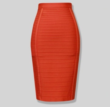 SPÓDNICA MIDI BANDAŻOWA PROSTA OBCISŁA DOPASOWANA