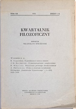 KWARTALNIK FILOZOFICZNY XX 1992