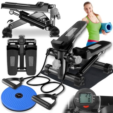 STEPPER PROSTY DO ĆWICZEŃ FITNESS AEROBIKU STEPER Z LINKAMI LICZNIKIEM MATĄ