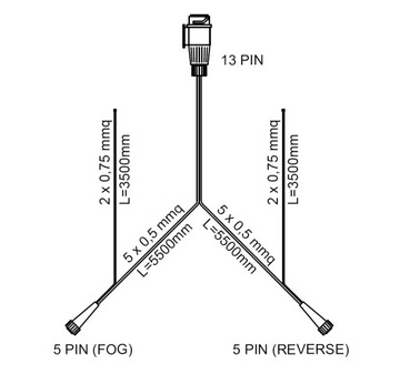 Установка на прицепе 13-контактный 5,5 м - вилка, 5-контактный байонет