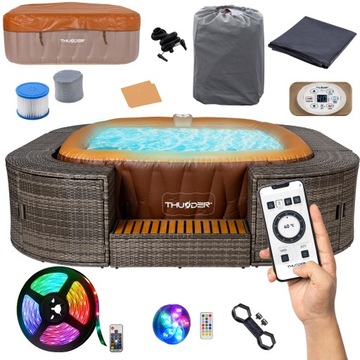 DUŻE SPA OGRODOWE Z HYDROMSAŻEM 6-OS WIFI LED OZON