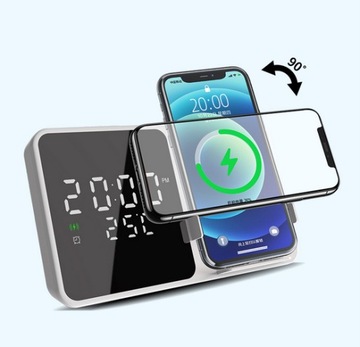 ЦИФРОВОЙ БУДИЛЬНИК Часы ИНДУКТИВНОЕ ЗАРЯДНОЕ УСТРОЙСТВО 15 Вт Темп.