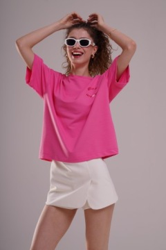 Женский розовый розовый розовый футболка с печати 