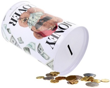 БОЛЬШАЯ МЕТАЛЛИЧЕСКАЯ ДЕНЕЖНАЯ КОРОБКА XXL ДЛЯ БАНКНОТ МЕДВЕДЬ 1