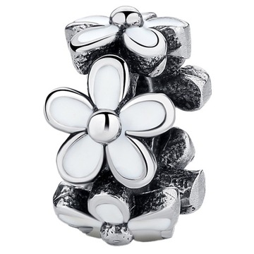 Charms Koralik Bransoletka KWIATY srebro pr.925