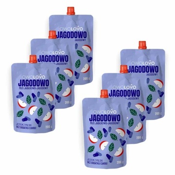 Owolovo Jagodowo Mus jagodowy 200 g x 6 sztuk