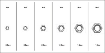 МЕТРИЧЕСКИЕ КОНТРГАЙКИ M4-M12 НАБОР МЕТРИЧЕСКИХ ГАЙОК 146