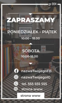 Наклейка ЧАСЫ РАБОТЫ FB IG PHONE 36x60см