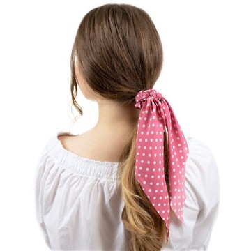 GUMKA do włosów APASZKA kropki RÓŻOWA scrunchies