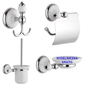 EPOCA Zest.akcesorii, chrom,biała porcelana. Retro