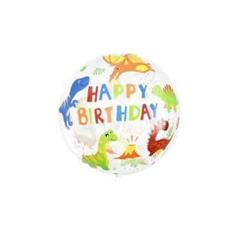 Balon przezroczysty Dinozaury Happy Birthday
