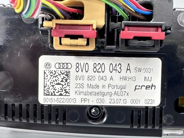 AUDI A3 8V PANEL KLIMATIZACE 8V0820043A + ZÁSTRČKA