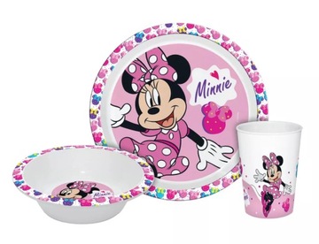 MYSZKA MINNIE Zestaw do Jedzenia Talerz Miska Kubek 3w1 Dziecięcy DISNEY