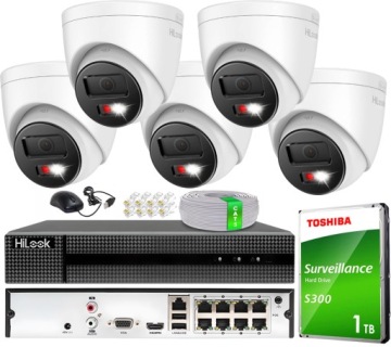 Ip monitorování 8Mpx 5 venkovních kamer HiLook Hikvision pro rozšíření 8xPoE