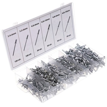 НАБОР ЗАКЛЕПОК, АЛЮМИНИЕВЫЕ ЗАКЛЕПКИ, 400 ШТ.