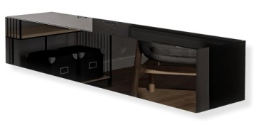 Nowoczesna Szafka RTV - Czarna Wysoki Połysk 180 cm