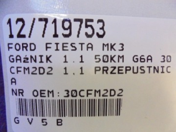 КАРБЮРАТОР FORD FIESTA MK3 30CFM2D2 1.1 50HP G6A