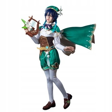 Genshin Impact Venti Cosplay Anime Kostium Peruka
