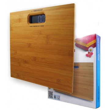CYFROWA WAGA ŁAZIENKOWA BAMBUSOWA 180kg 100g LCD