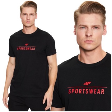 4F KOSZULKA MĘSKA Z KRÓTKIM RĘKAWEM CZARNA SPORTOWA T-SHIRT r. M