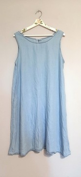 1046. Włoska sukienka bez rękawa ala jeans trapezowa r 40