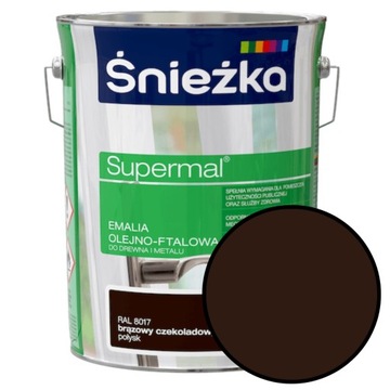 Emalia Supermal Olejno-Ftalowa 5,0L brązowy czekoladowy połysk RAL8017 Śnie