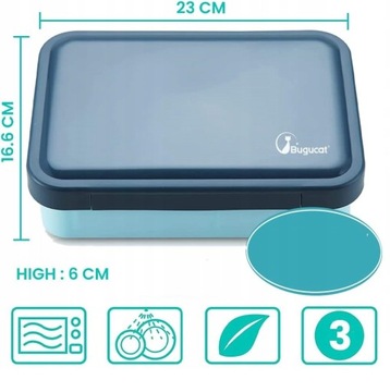 LUNCHBOX ŚNIADANIÓWKA POJEMNIK NA ŻYWNOŚĆ BUGUCAT BENTO BOX 1250 ml SZTUĆCE