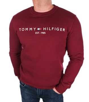 BLUZA TOMMY HILFIGER MĘSKA DUŻE LOGO KLASYCZNA BORDOWA BORDO XL