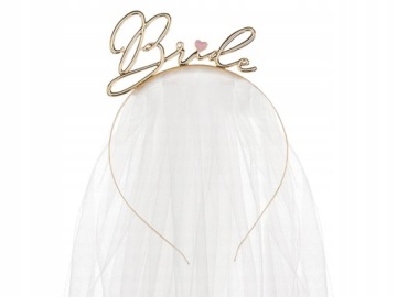 OPASKA BRIDE z welonem NA WIECZÓR PANIEŃSKI 50 cm PANNA MŁODA biała