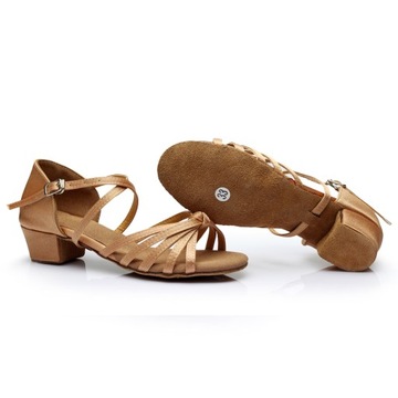 DZIEWCZĘCE BUTY DO TAŃCA OBUWIE LATINO JASNY BRĄZ 3 CM 27