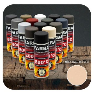 ТЕРМОСТОЙКАЯ КРАСКА-СПРЕЙ ДЛЯ КАМИНА ПЛИТЫ 400 МЛ HANSA КОФЕ С МОЛОКОМ 800°C