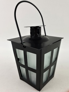 LATARENKA Z WKŁADEM LED 11 CM CZARNA METALOWA ŚWIECĄCA ZMIENIA KOLORY