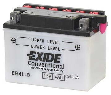 AKUMULATOR EXIDE YB4L-B 4Ah 12N4-3B SKUTERY 50CCM