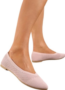 Damskie Buty Baleriny Ażurowe Baletki Seastar Materiałowe Różowe r. 36