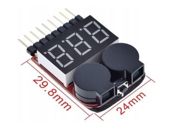 Индикатор RC-тестер Сигнализация с зуммером для Li-Ion Li-Pol LFP 1-8S / 0030 ячеек