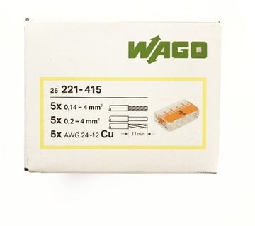 WAGO SZYBKOZŁĄCZKI ZŁĄCZKI DO PUSZEK 5X4 100 SZT