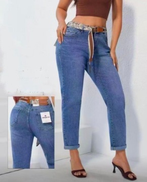 M.SARA МОДНЫЕ ДЖИНСЫ MOM FIT БРЮКИ СВОБОДНЫЕ, ЗАКРУЧИВАЮЩИЕ НОГИ 46 3XL