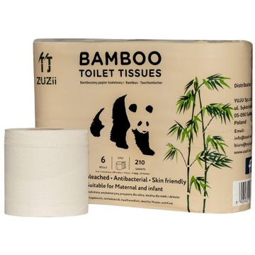 ZUZii Bambusowy papier toaletowy 3-warstwowy 6rol.