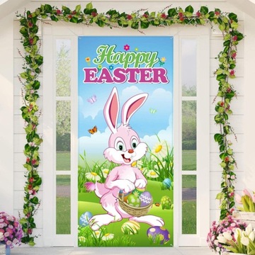 Пасхальная дверная крышка, плакат с вывеской «Bunny Yard», светлый кролик с пасхальными яйцами