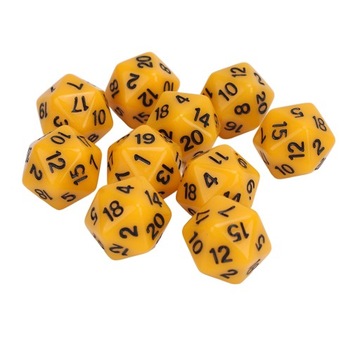 KOSTKI KOŚCI WIELOŚCIENNE DO GIER STOŁOWYCH RPG ZESTAW X10 ŻÓŁTY
