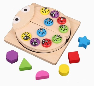 DREWNIANA UKŁADANKA SORTER KLOCKI MONTESSORI