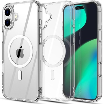 Etui do iPHONE 16 + SZKŁO Magnetyczne Clear Case do MagSafe WZMACNIANE 360°