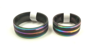 ОБРУЧАЛЬНОЕ КОЛЬЦО Черно-радужная печатка, нержавеющая сталь