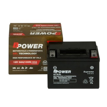 Akumulator Bpower 12 V 3 Ah 60 A gtx4l ytx4l-bs