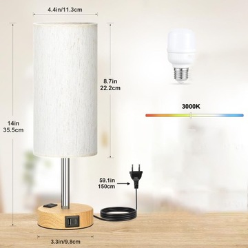 НОЧНИК С USB-C + A И РОЗЕТКОЙ ПЕРЕМЕННОГО ТОКА С РЕГУЛИРОВКОЙ РЕГУЛИРОВКИ ДЛЯ СПАЛЬНИ И ОФИСА